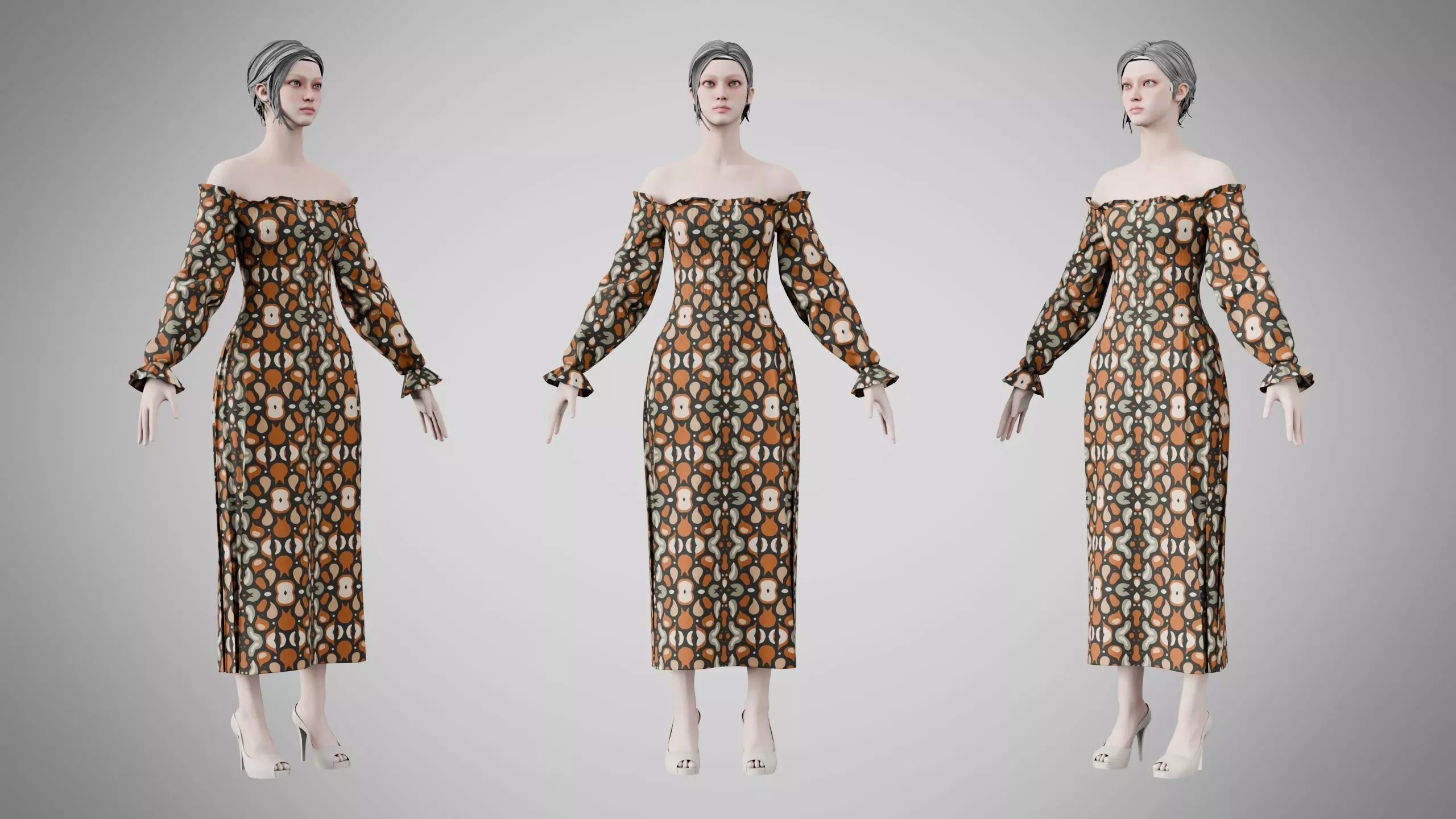 Dress 13 Abstract Organic Mosaic Low-poly 3D model