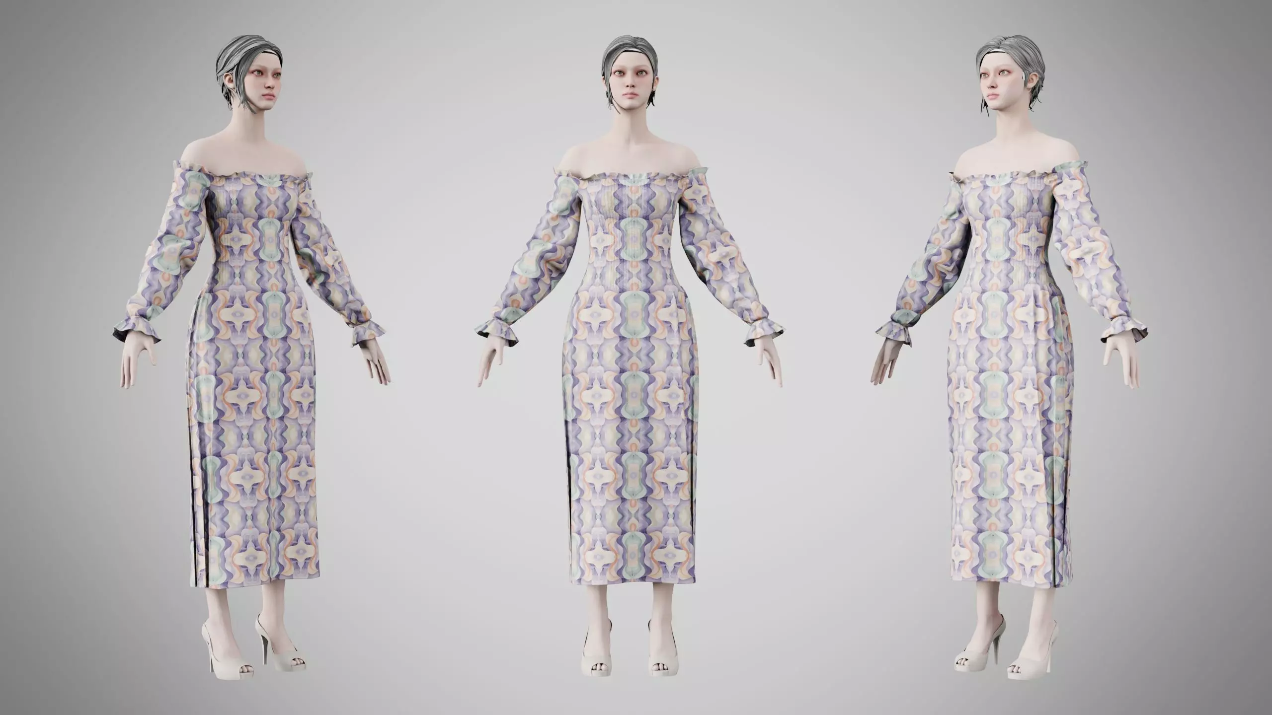 Dress 13 Soft Petal Mosaic Low-poly 3D model