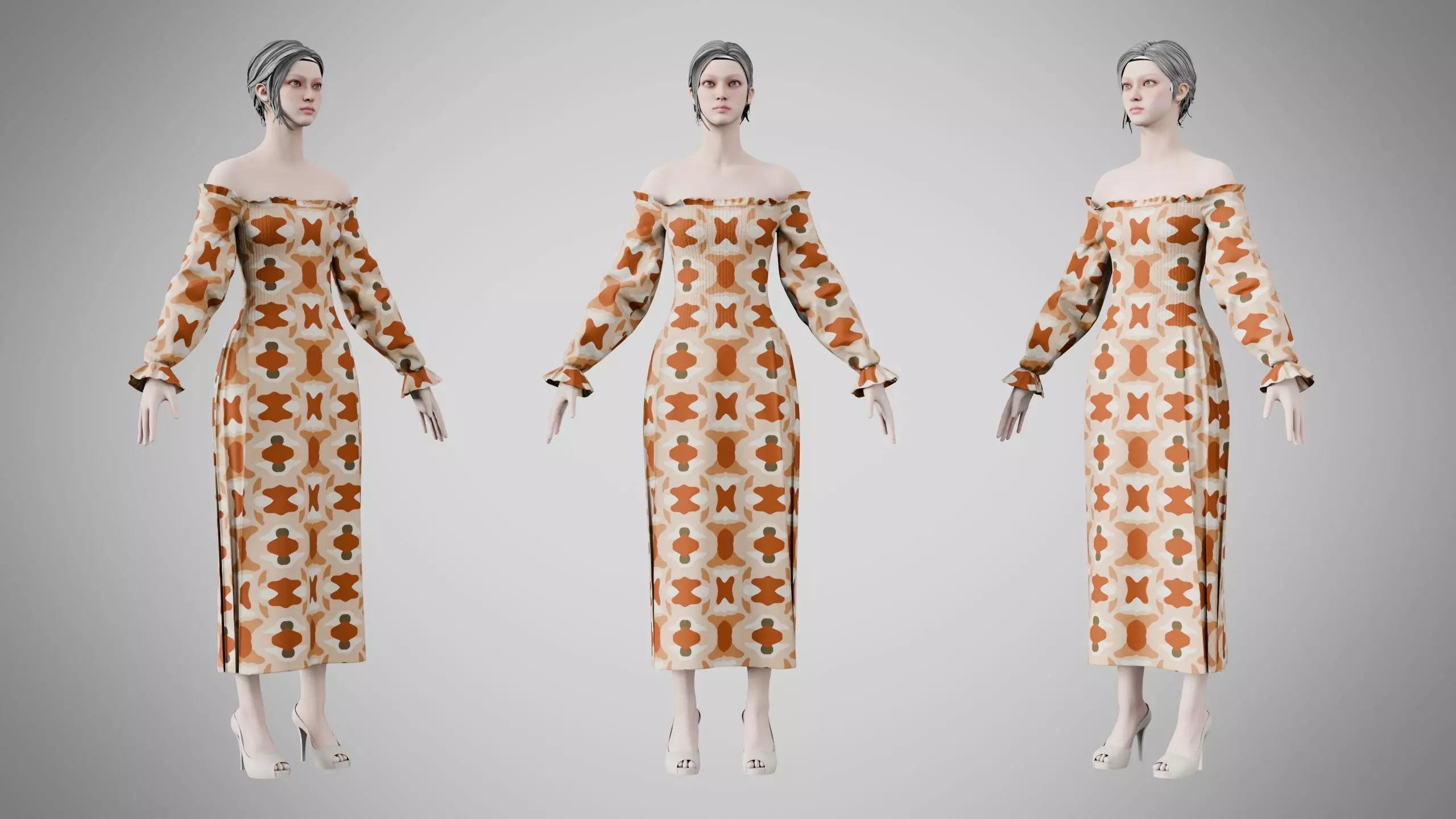 Dress 13 Warm Geometric Organic Low-poly 3D model