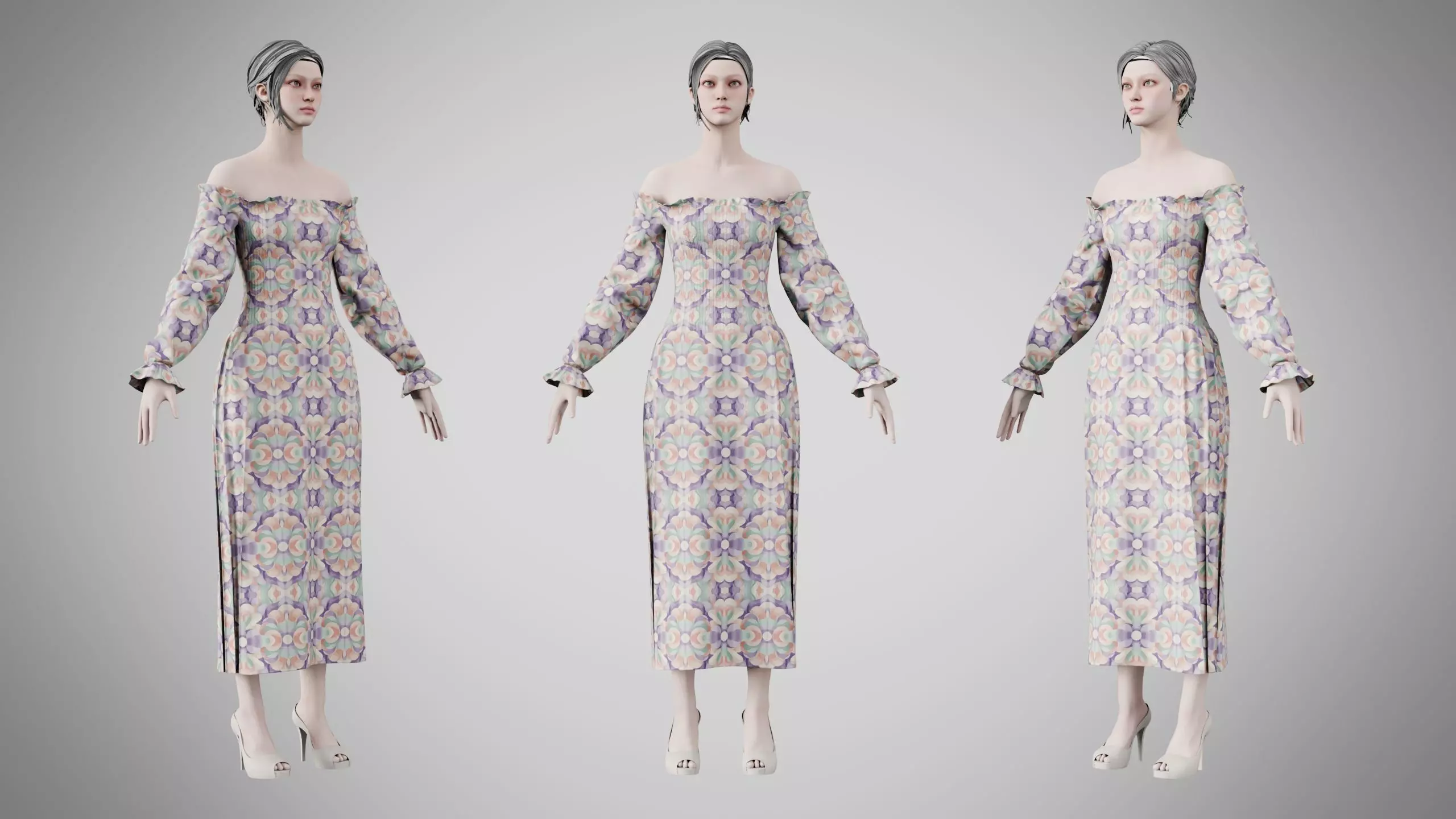Dress 13 Whimsical Loop Mosaic Low-poly 3D model