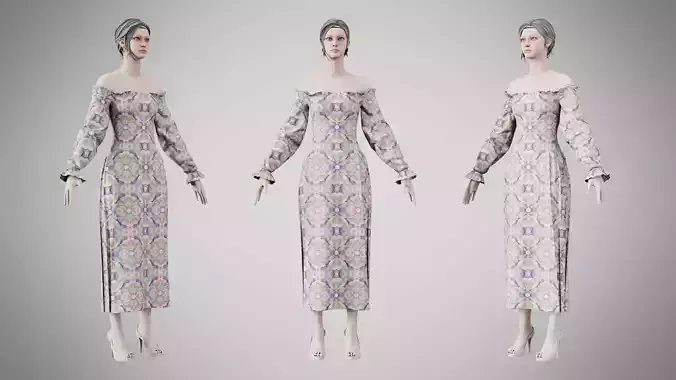 Dress 13 Whimsical Loop Mosaic Low-poly 3D model