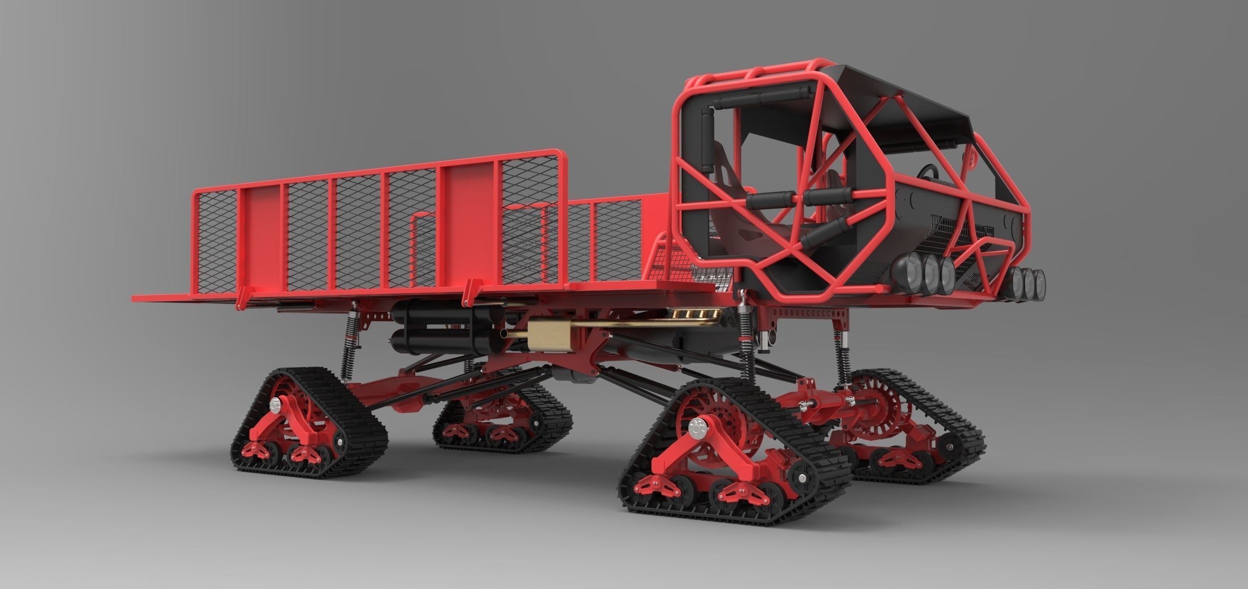 Truck with Mattracks Suspension tracks 3D model_1