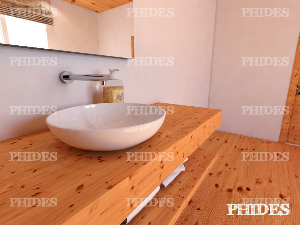 Bathroom with wood floors and mountains 3D model_3