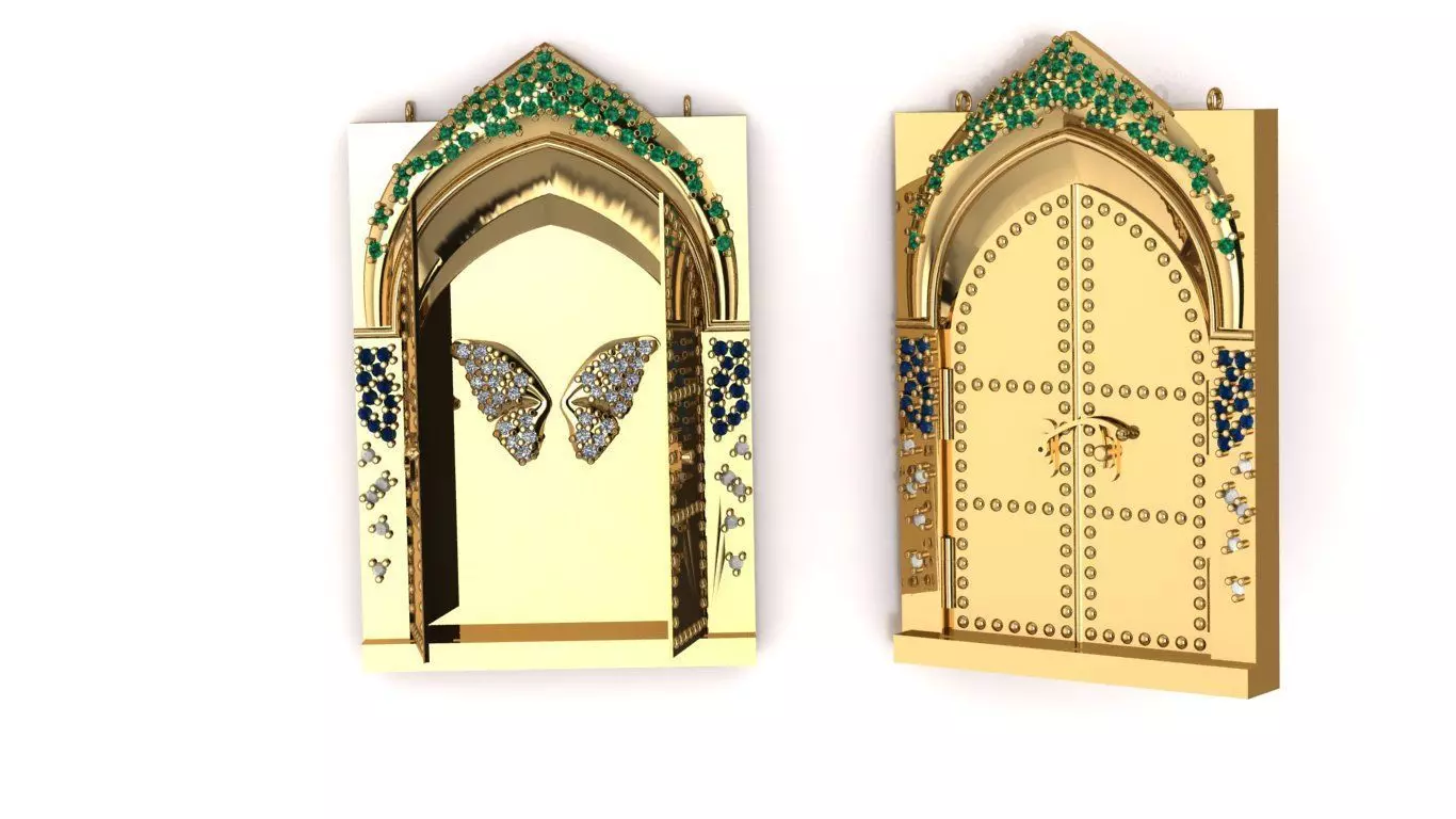 The Azure Butterfly Portal Necklace jewellery - for Her 3D print model