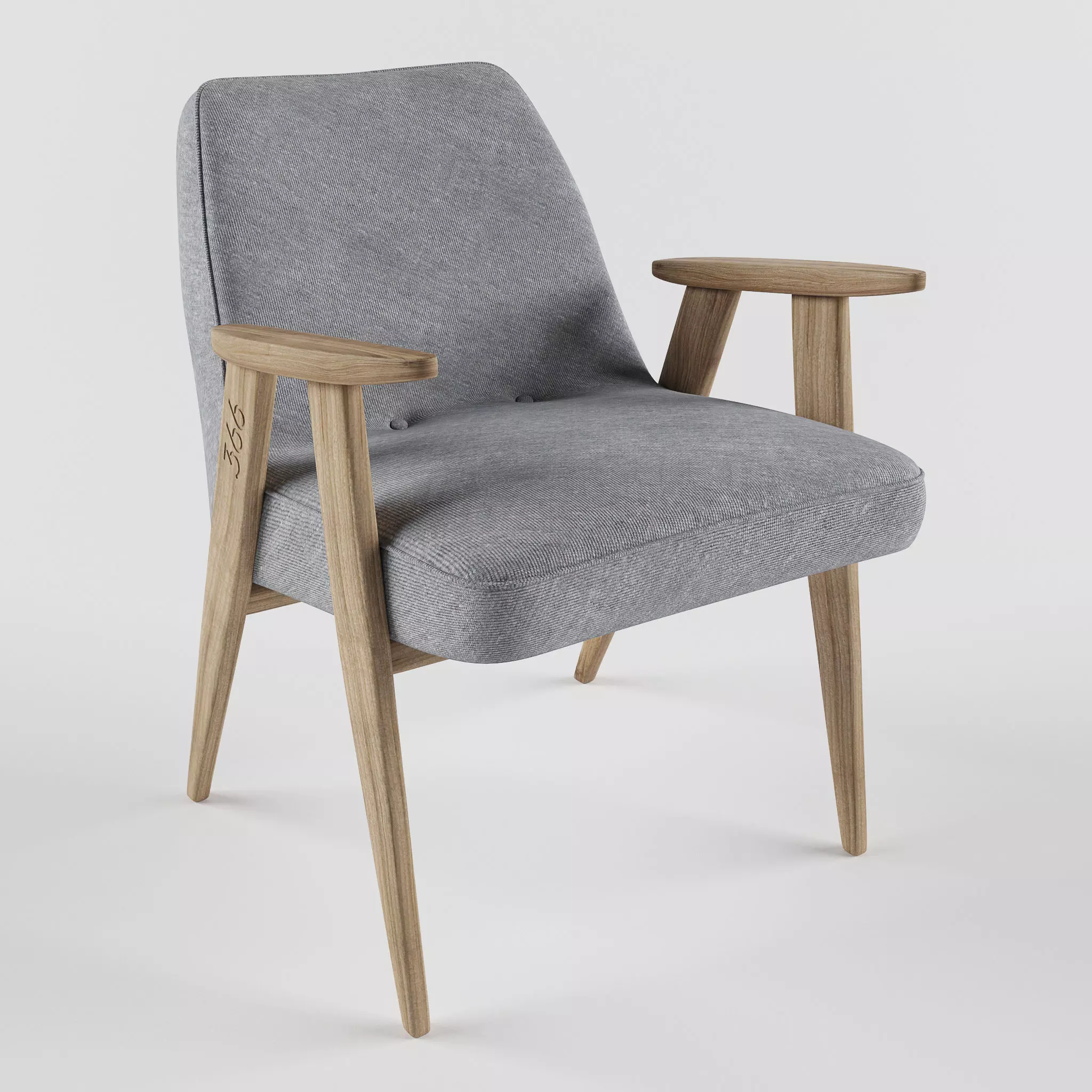 Armchair lounge chair with wooden legs Free 3D model