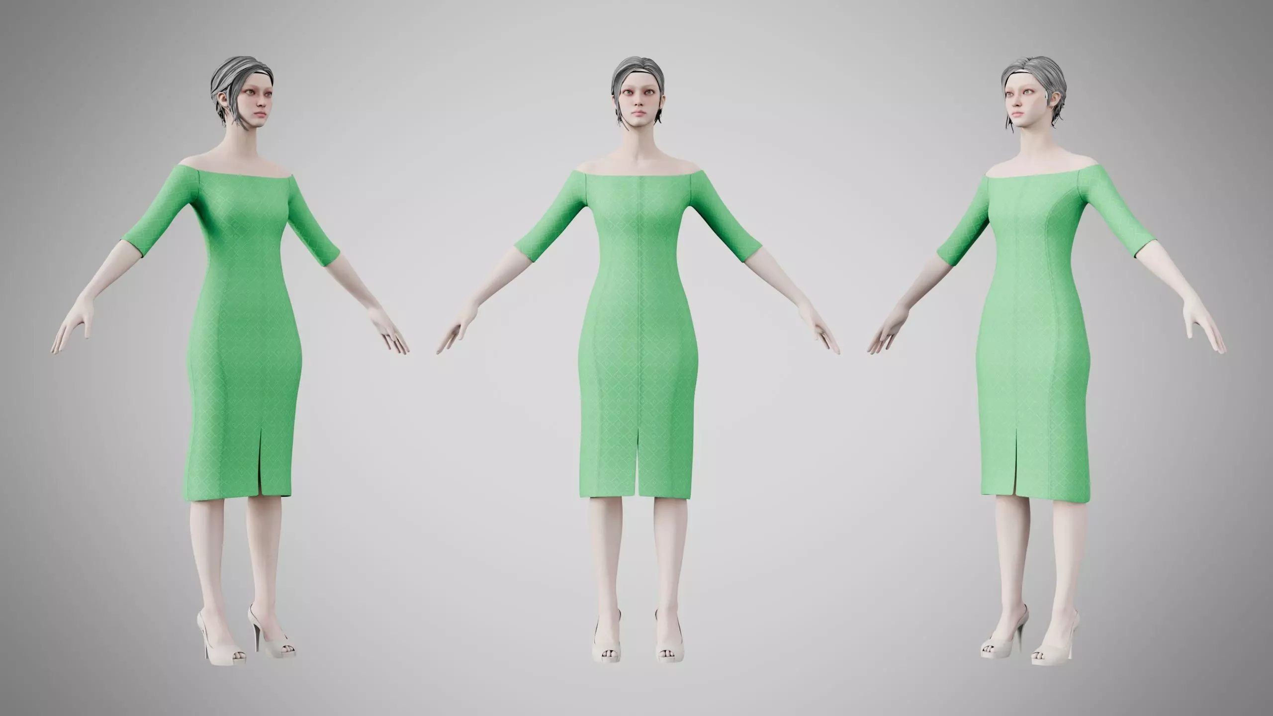 Dress 14 Bud Green Low-poly 3D model