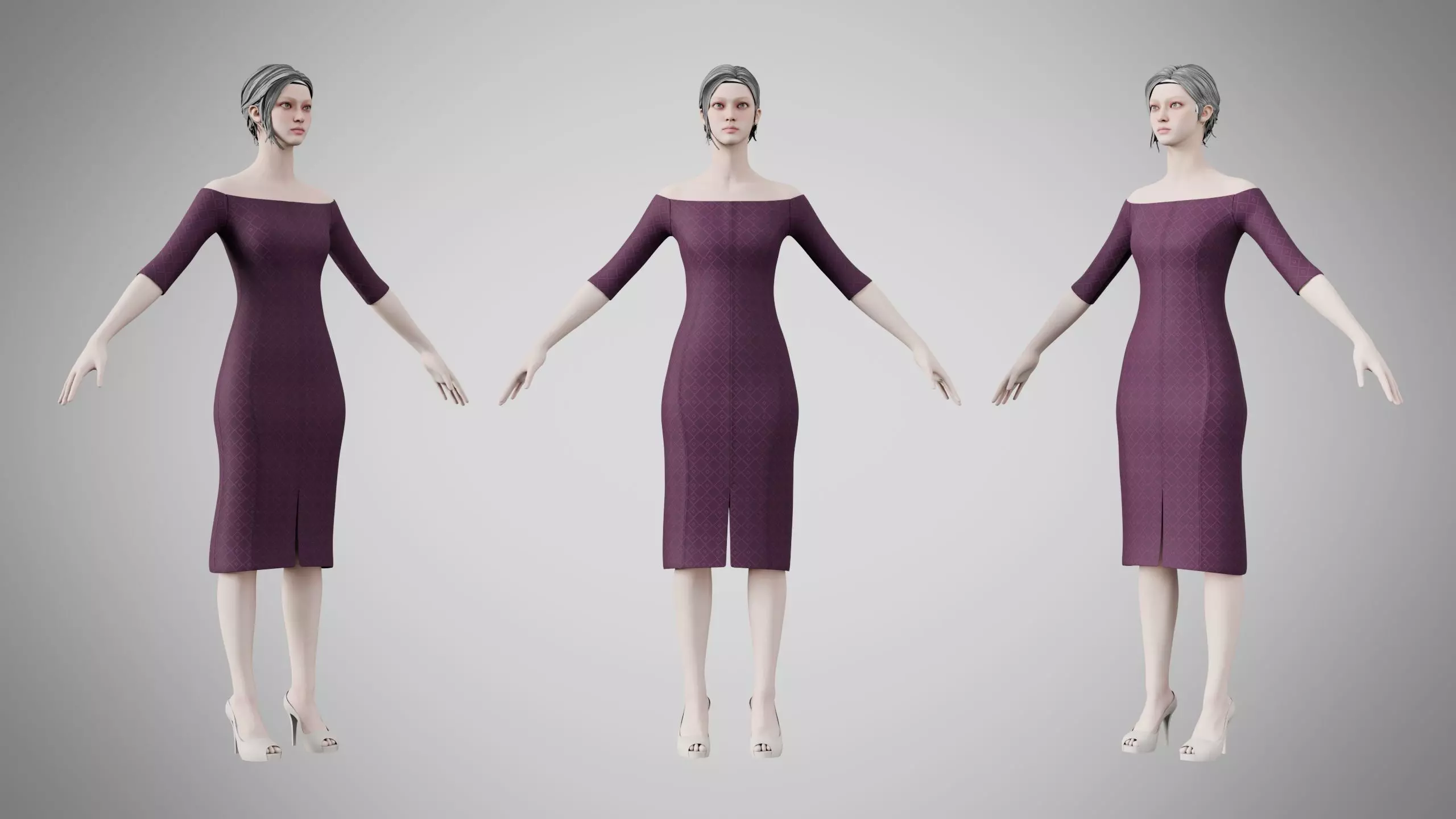 Dress 14 Grape Low-poly 3D model