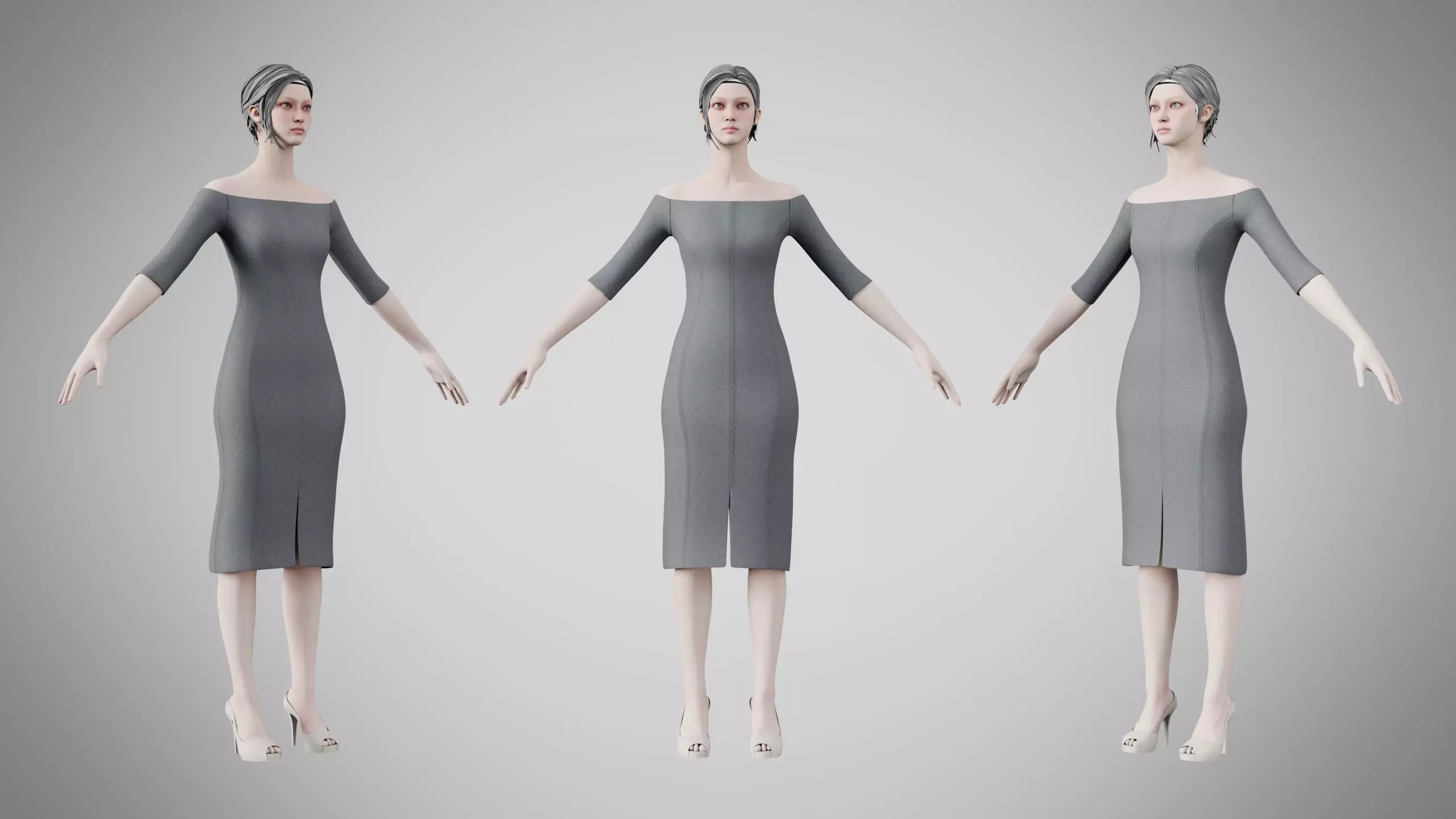 Dress 14 Grey Low-poly 3D model