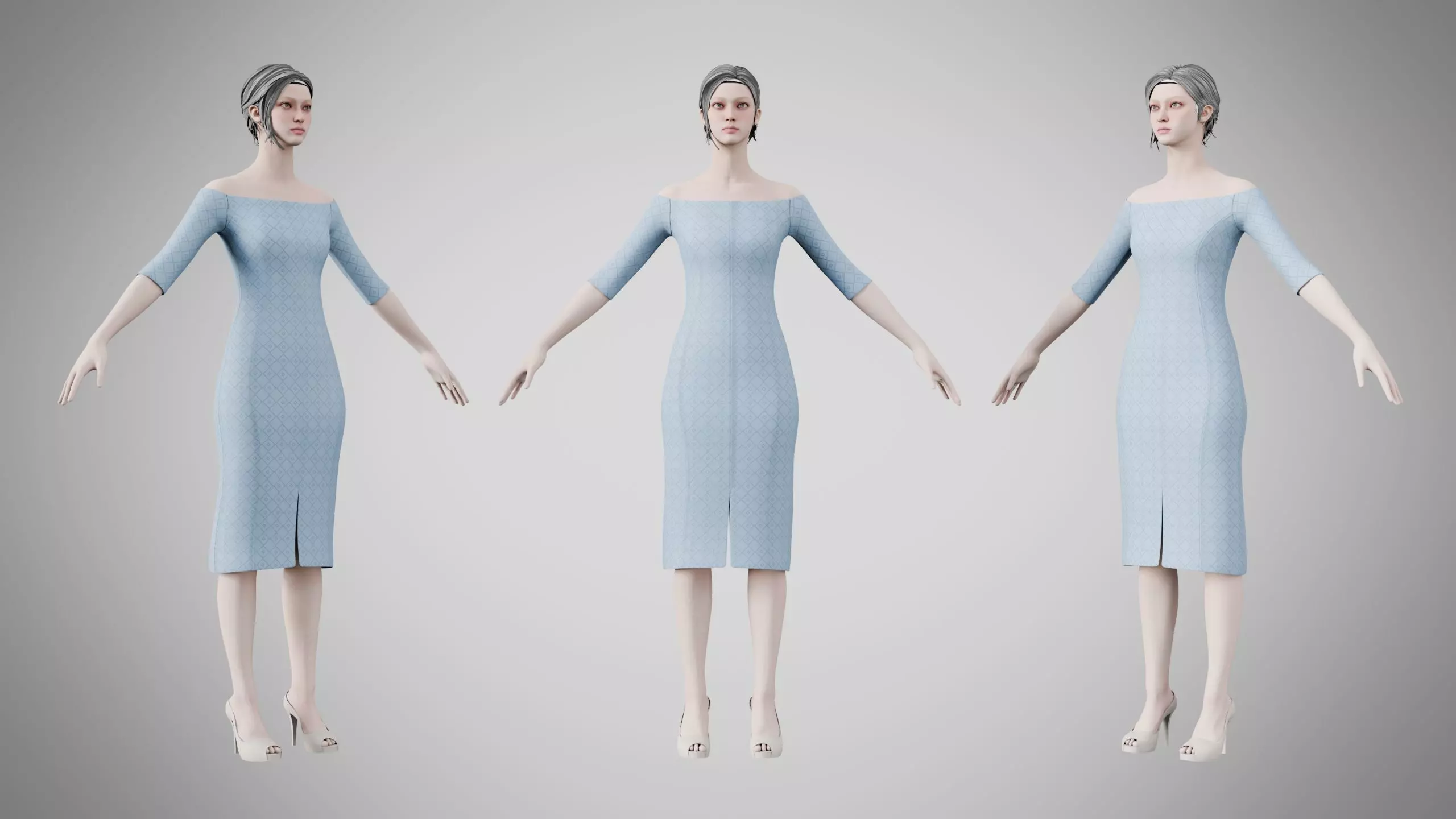 Dress 14 Light Blue Low-poly 3D model