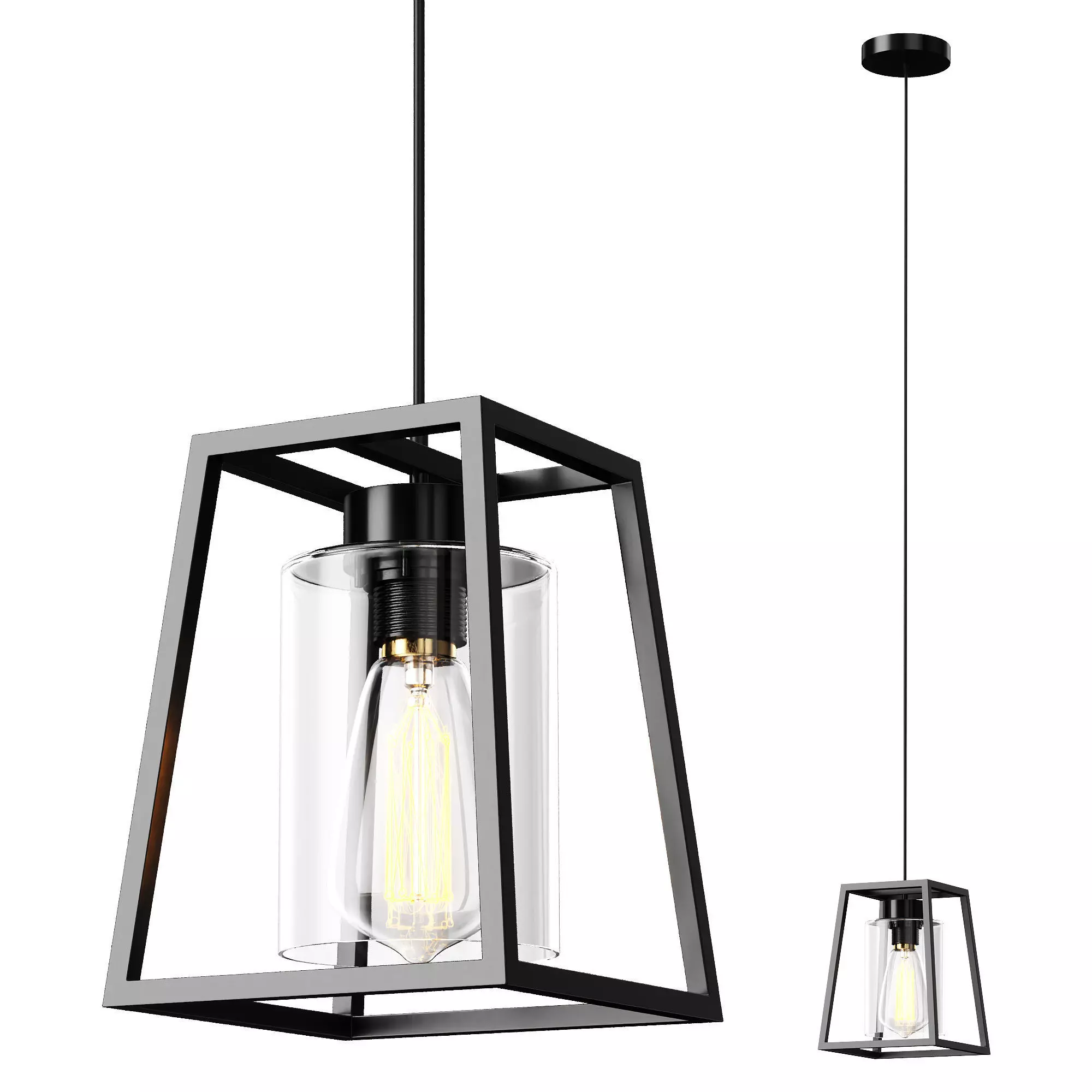 Rectangle Chandelier Low-poly 3D model
