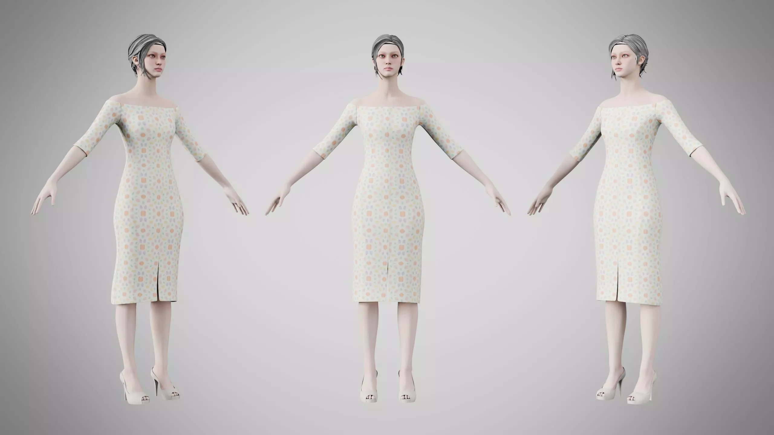 Dress 14 Pastel Petal Scatter Low-poly 3D model