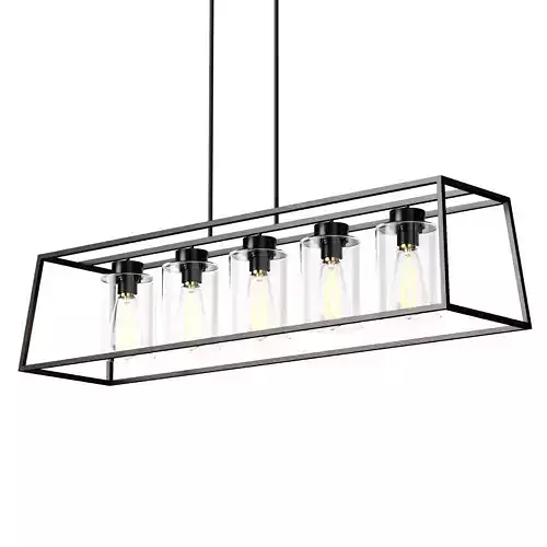 Rectangle Chandelier Low-poly 3D model 2
