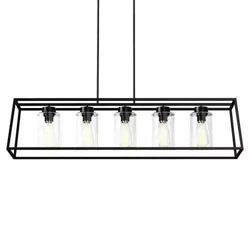 Rectangle Chandelier Low-poly 3D model 7
