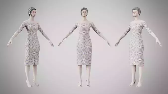 Dress 14 Whimsical Loop Mosaic Low-poly 3D model