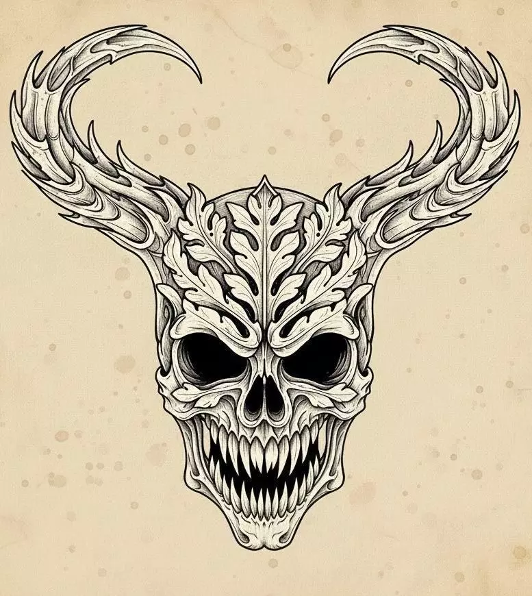 Demonic Horned Skull Pendant 3D Model for Hip Hop Jewelry 3D print model