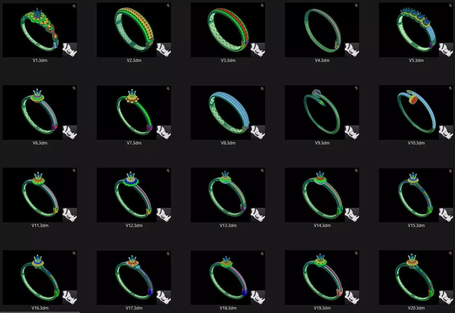 Collection of 20 bangles - 1 3D print model