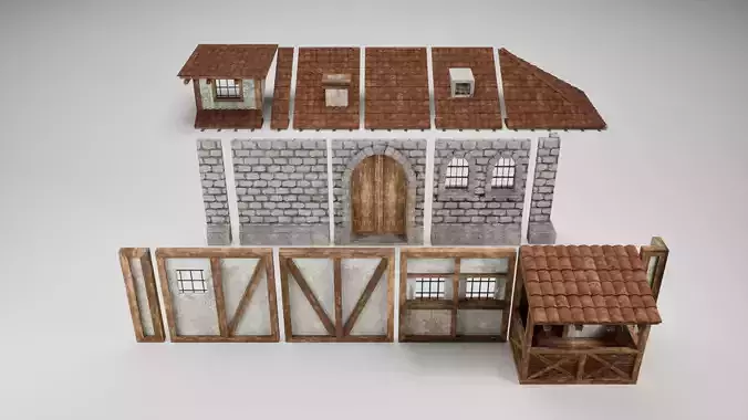 Medieval Modular Building Kit  Trim Sheet Based