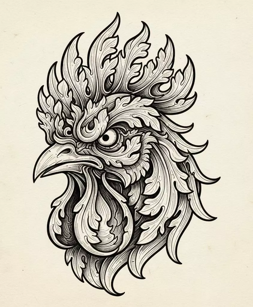 Rooster Head Pendant 3D Model for Hip Hop Jewelry 3D print model