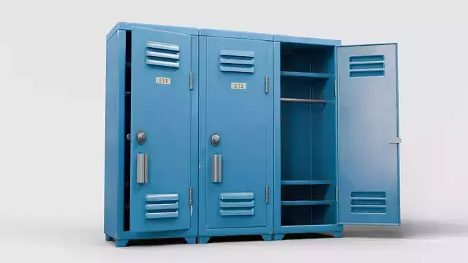 Cartoon Metal School Lockers 01