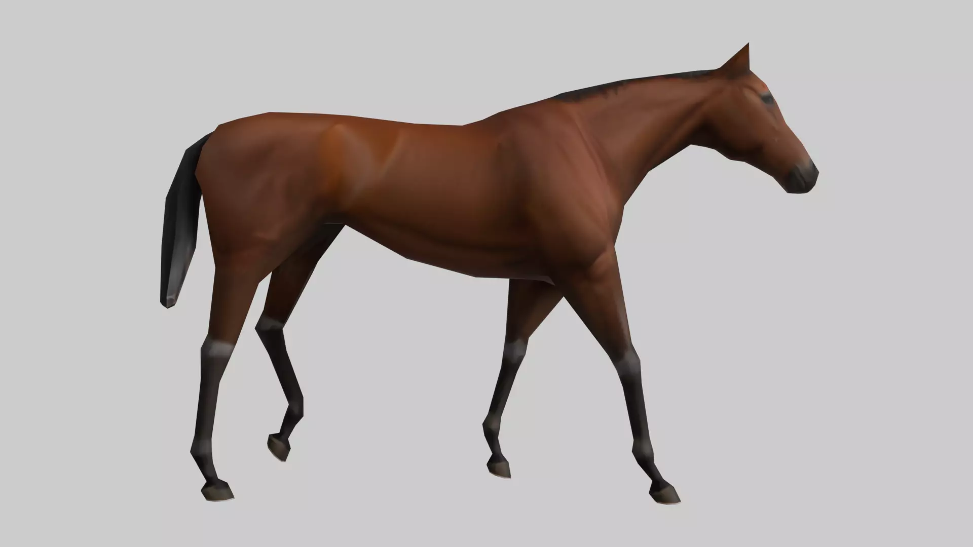 Brown horse rigged and animated ready for VR or AR Low-poly 3D model