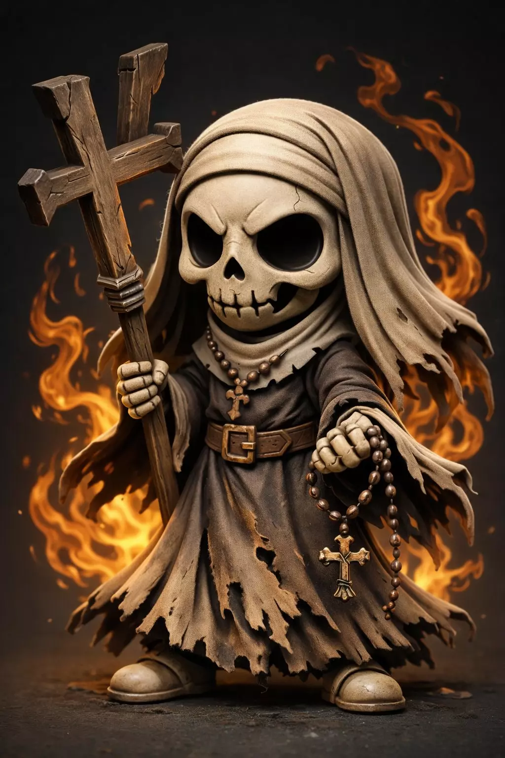 Dark Nun Skeleton Pendant 3D Model for Hip Hop Jewelry 3D print model