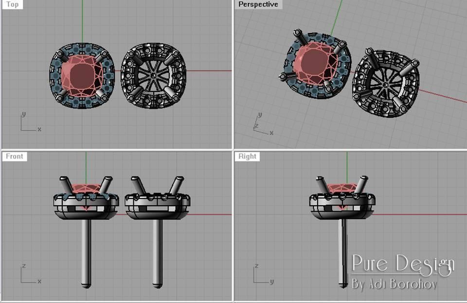 Cushion Cut Earrrings 3D print model_6