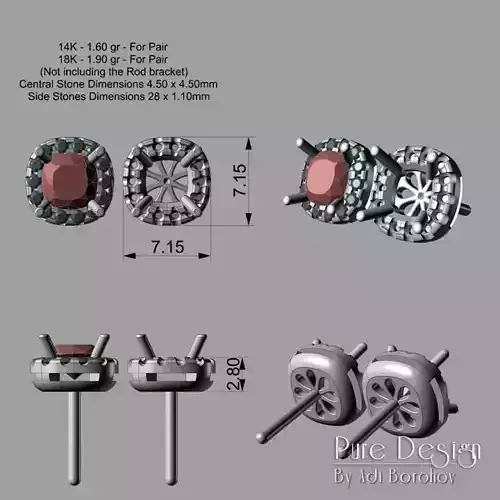 Cushion Cut Earrrings 