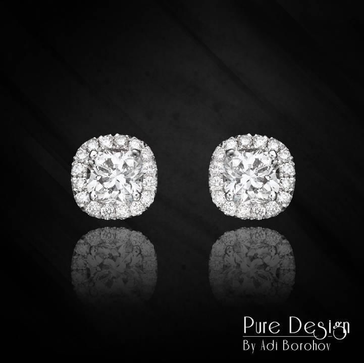 Cushion Cut Earrrings 3D print model_1