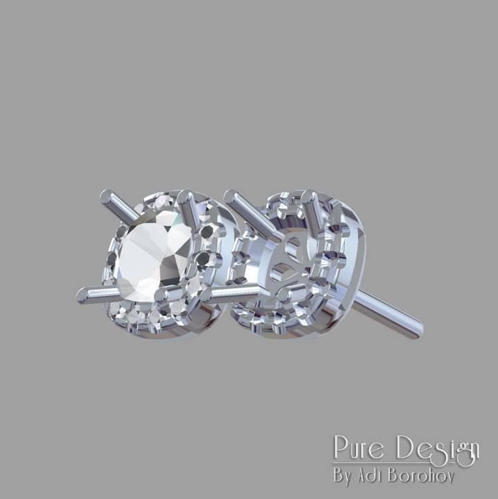 Cushion Cut Earrrings 3D print model_5