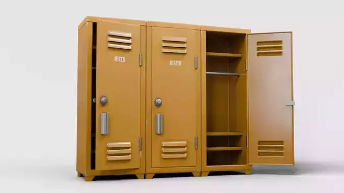 Cartoon Metal School Lockers 02