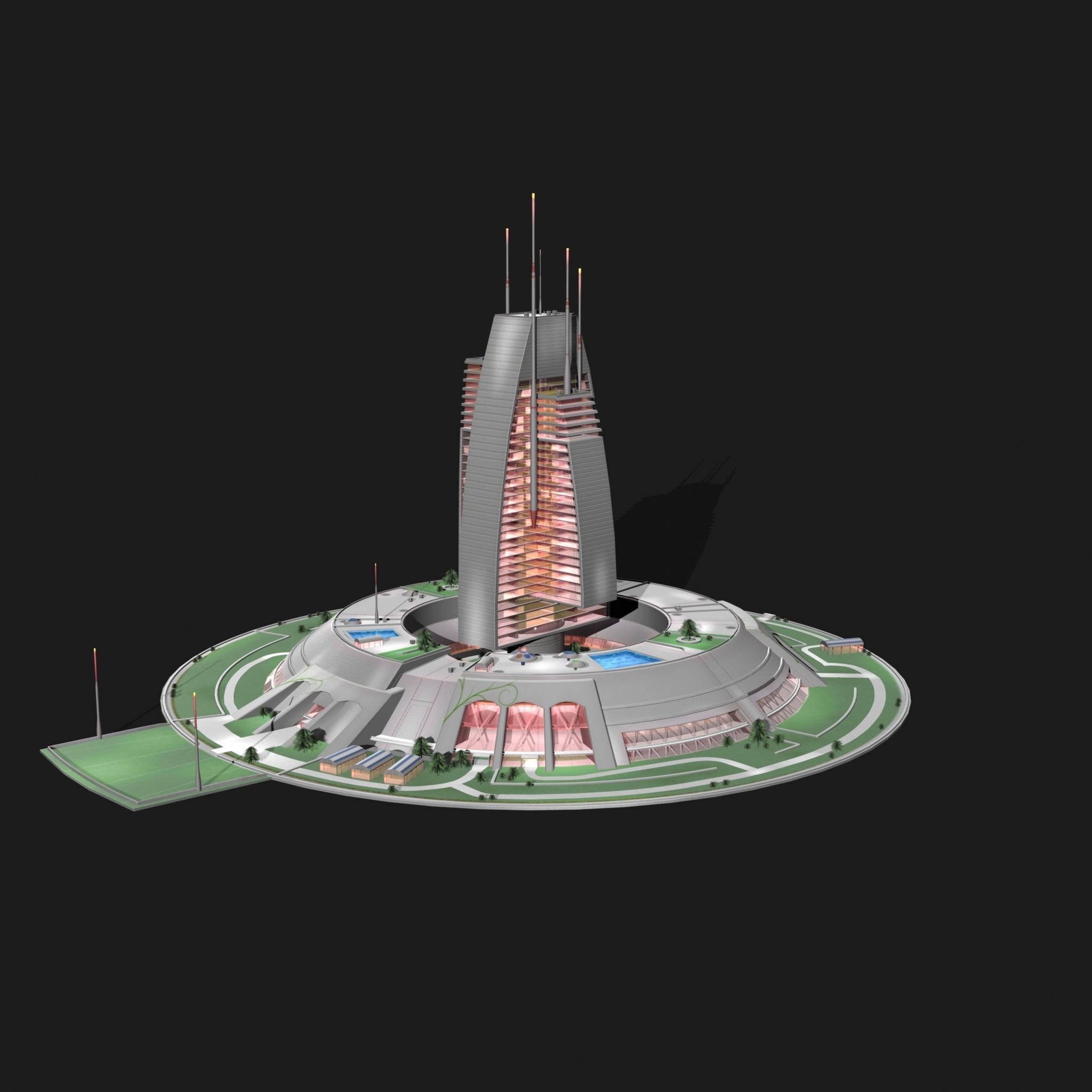 Berkey Tower 3D model_1