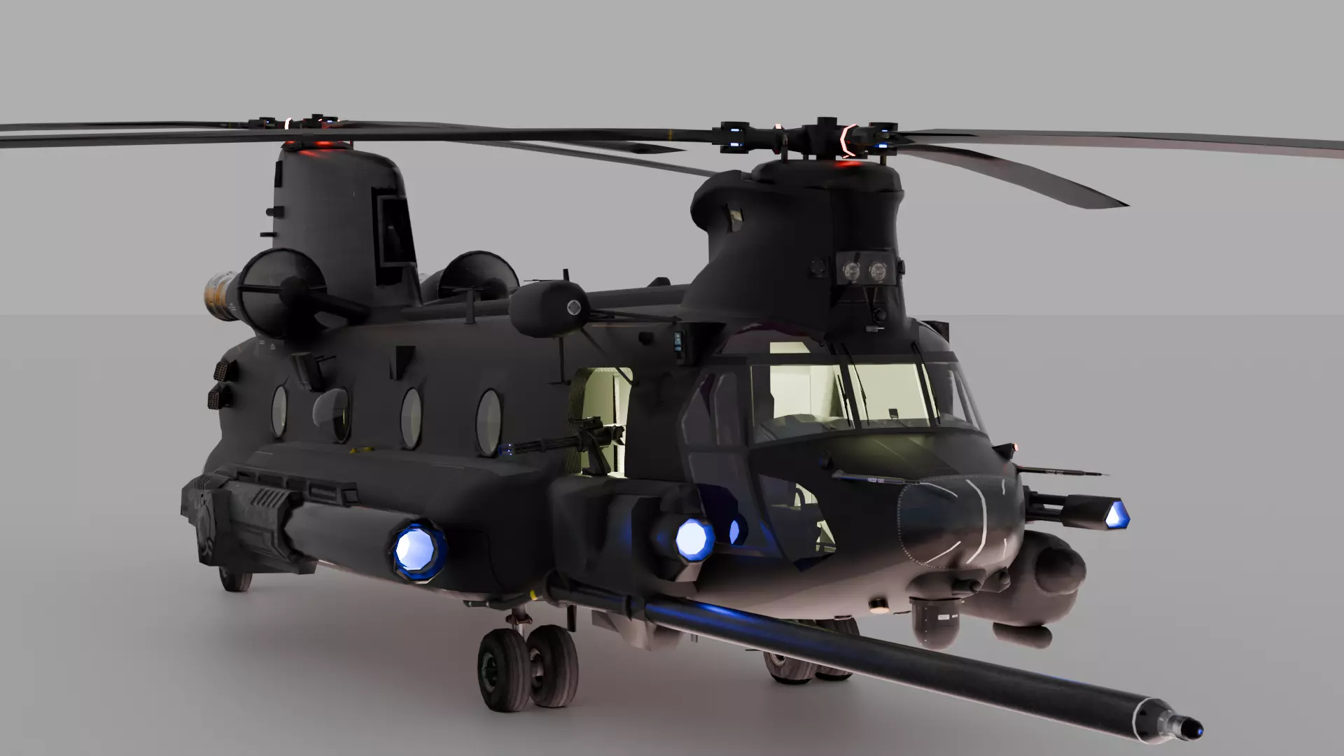 Military Heavy Transport Helicopter Low-poly 3D model