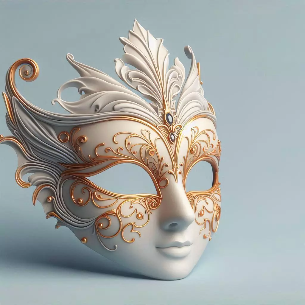 3206Venetian Carnival Mask Color 3D Model figurine STL 3D print model