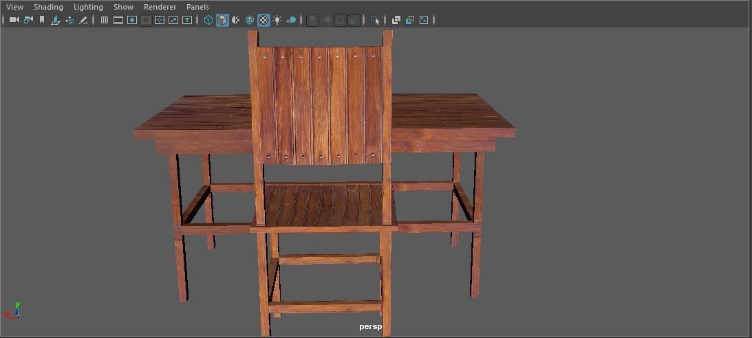 Wood Table and Chair Free low-poly 3D model_2