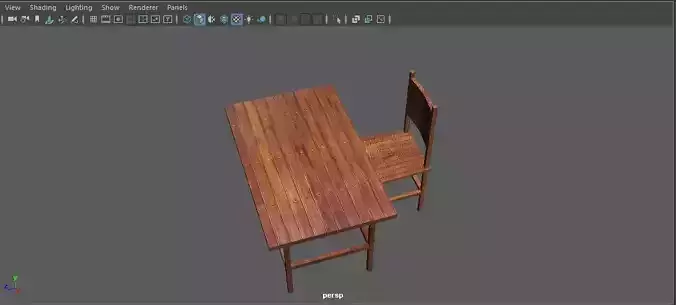 Wood Table and Chair Free low-poly 3D model