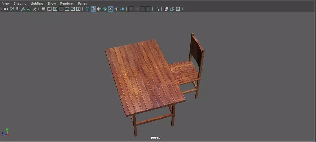 Wood Table and Chair Free low-poly 3D model_0