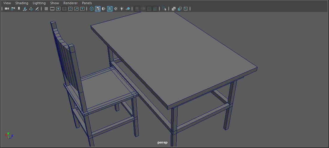 Wood Table and Chair Free low-poly 3D model_5