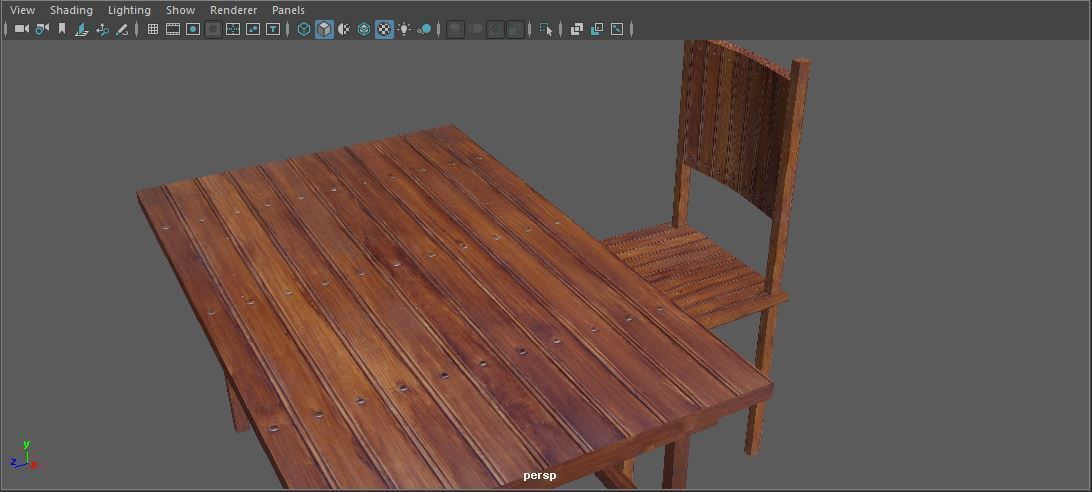 Wood Table and Chair Free low-poly 3D model_1