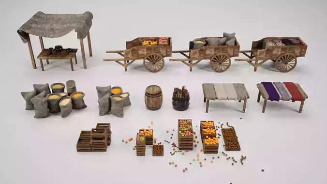 Medieval Market Bazaar Props Kit