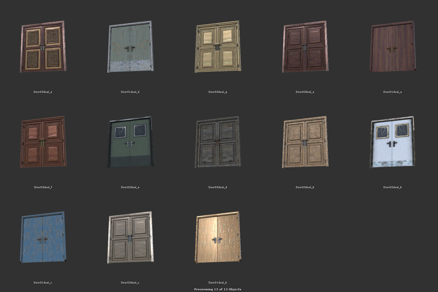 Door Set wooden Low-poly 3D model_1