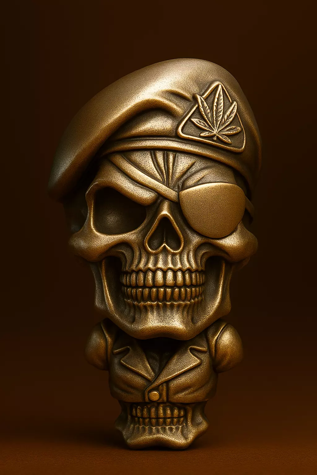 Tactical Commando Skeleton Soldier with Beret and Eyepatch 3D print model