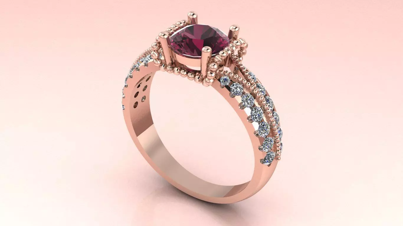 The Regal Crimson Heirloom Ring jewelry 3D model - for Her 3D print model