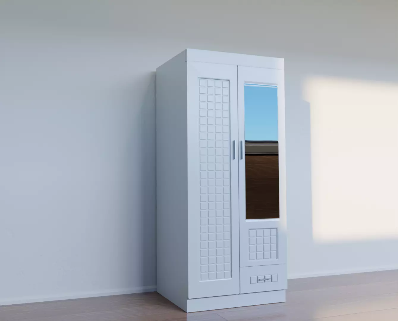 Modern White Wood Cabinet Low-poly 3D model