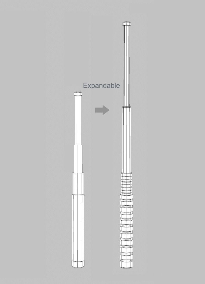 3 Batons Pack 1 Plus 1 Game ready Low Poly Low-poly 3D model_5