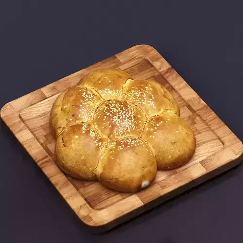 S00011 Sesame Pull-Apart Bread Low-poly 3D model 5