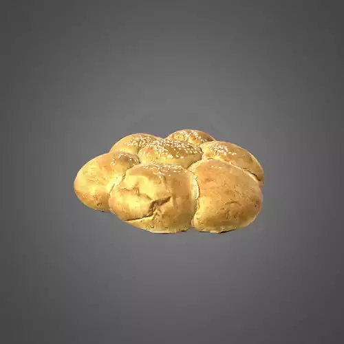 S00011 Sesame Pull-Apart Bread Low-poly 3D model 2