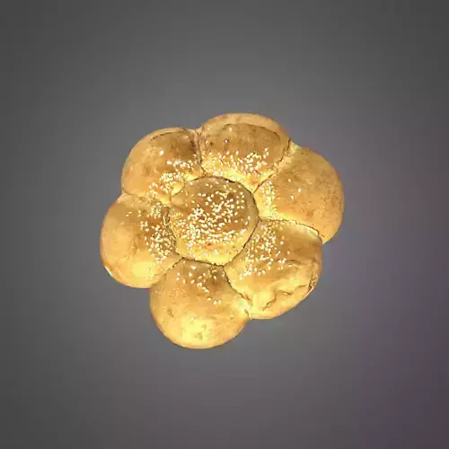 S00011 Sesame Pull-Apart Bread Low-poly 3D model 3