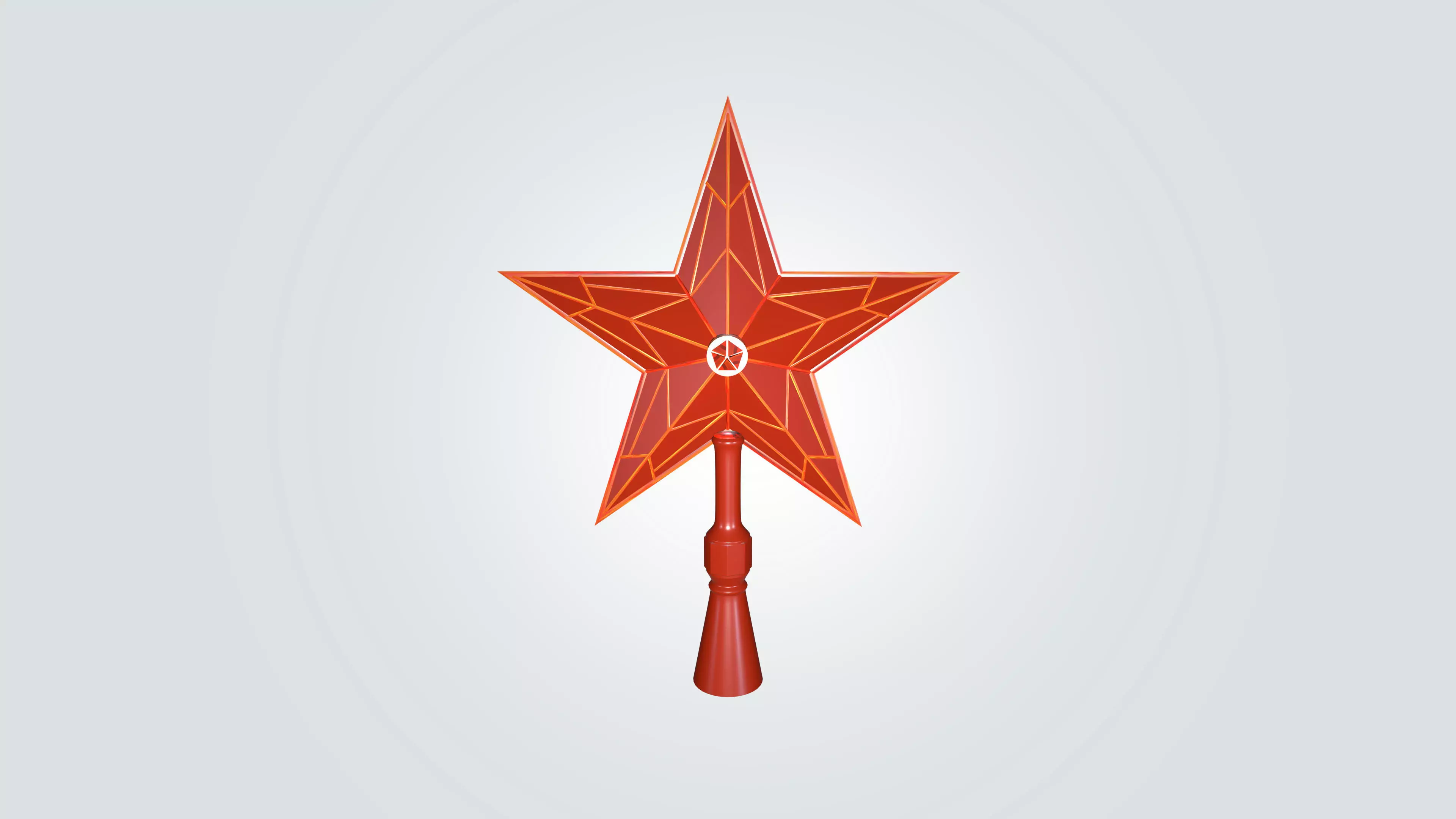 Red Crystal Star Ornament 3D Model with Faceted Glass Free 3D model