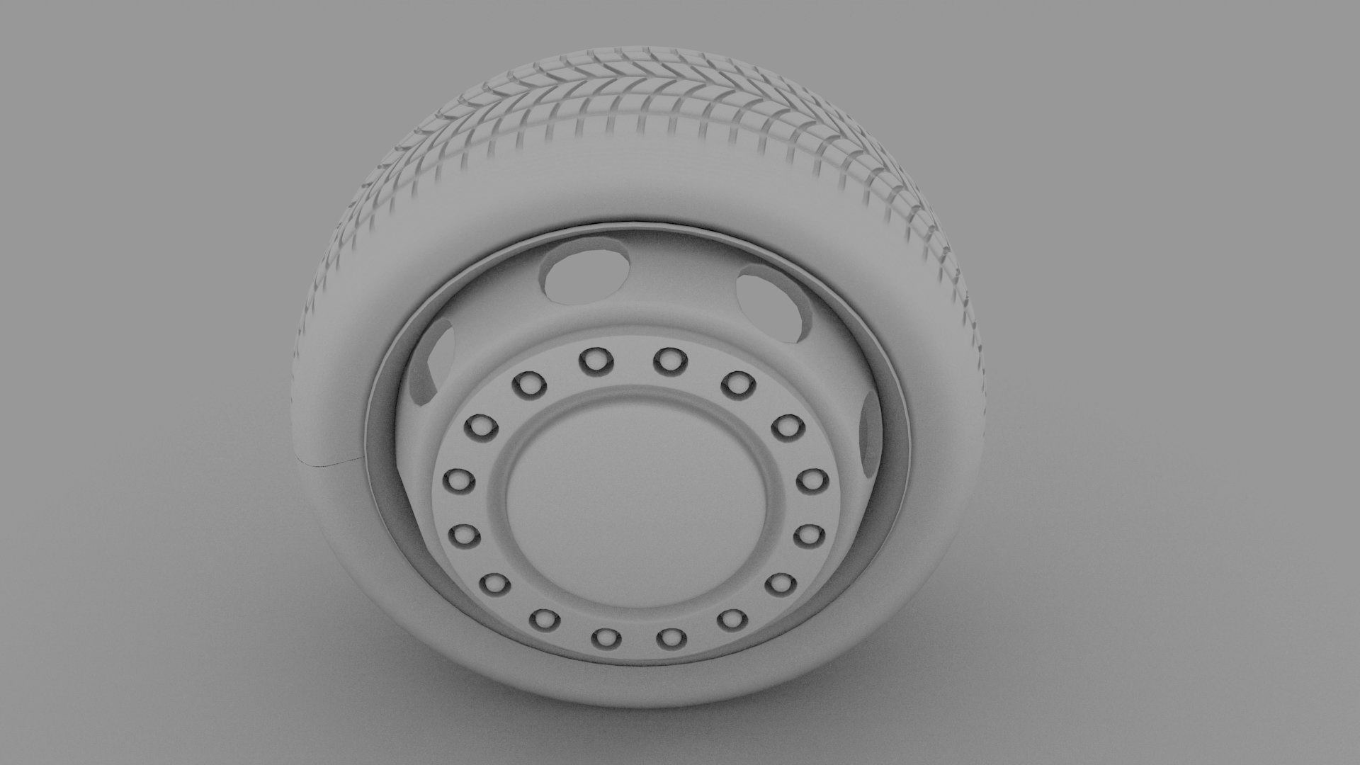 Truck Bus Wheel Low-poly 3D model_2