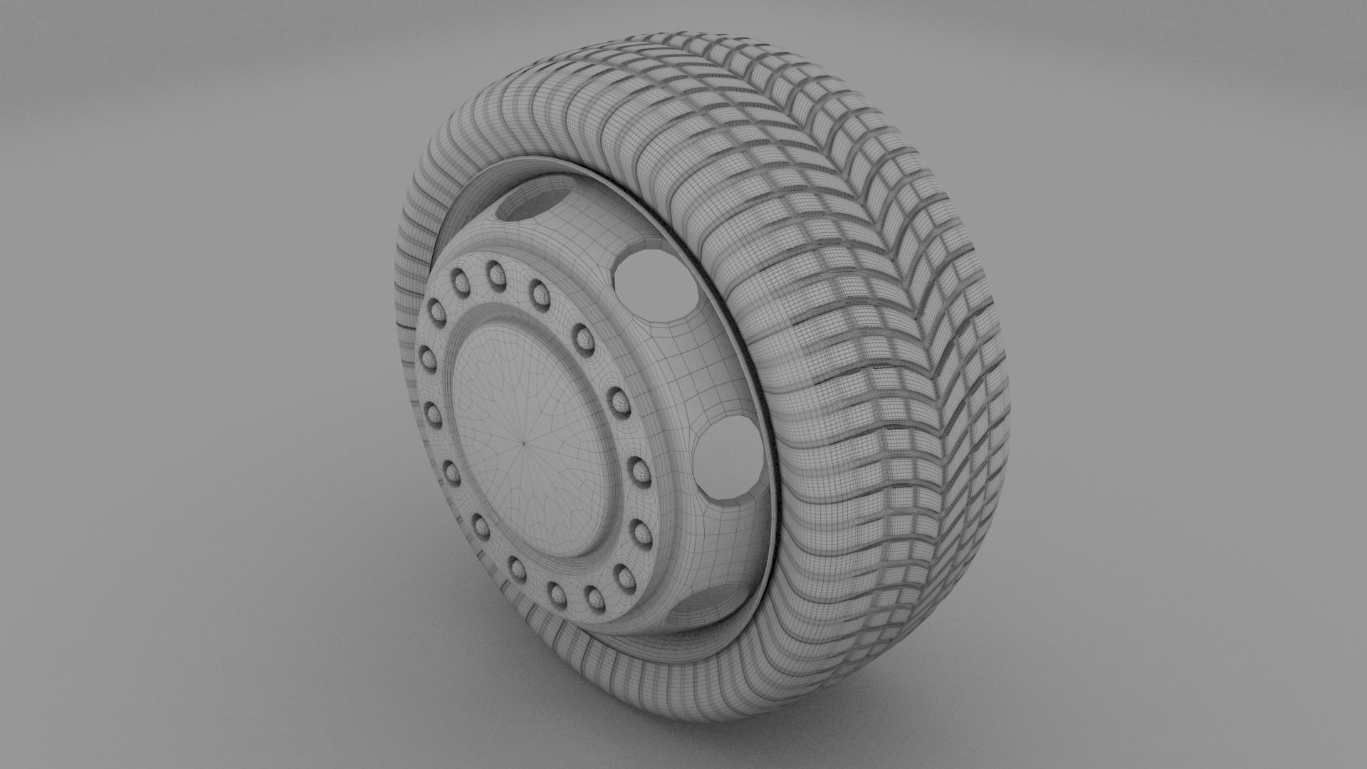 Truck Bus Wheel Low-poly 3D model_3